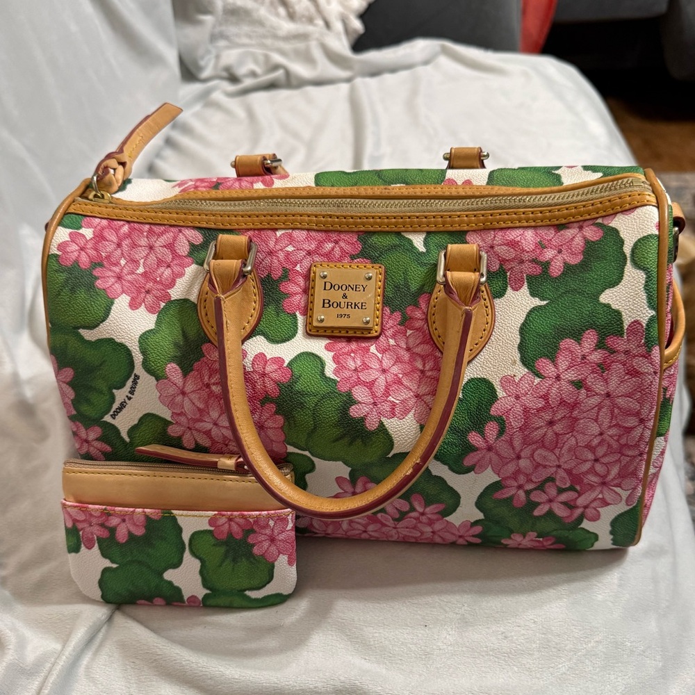 Dooney & Bourke Pink and Green Floral Shoulder Bag